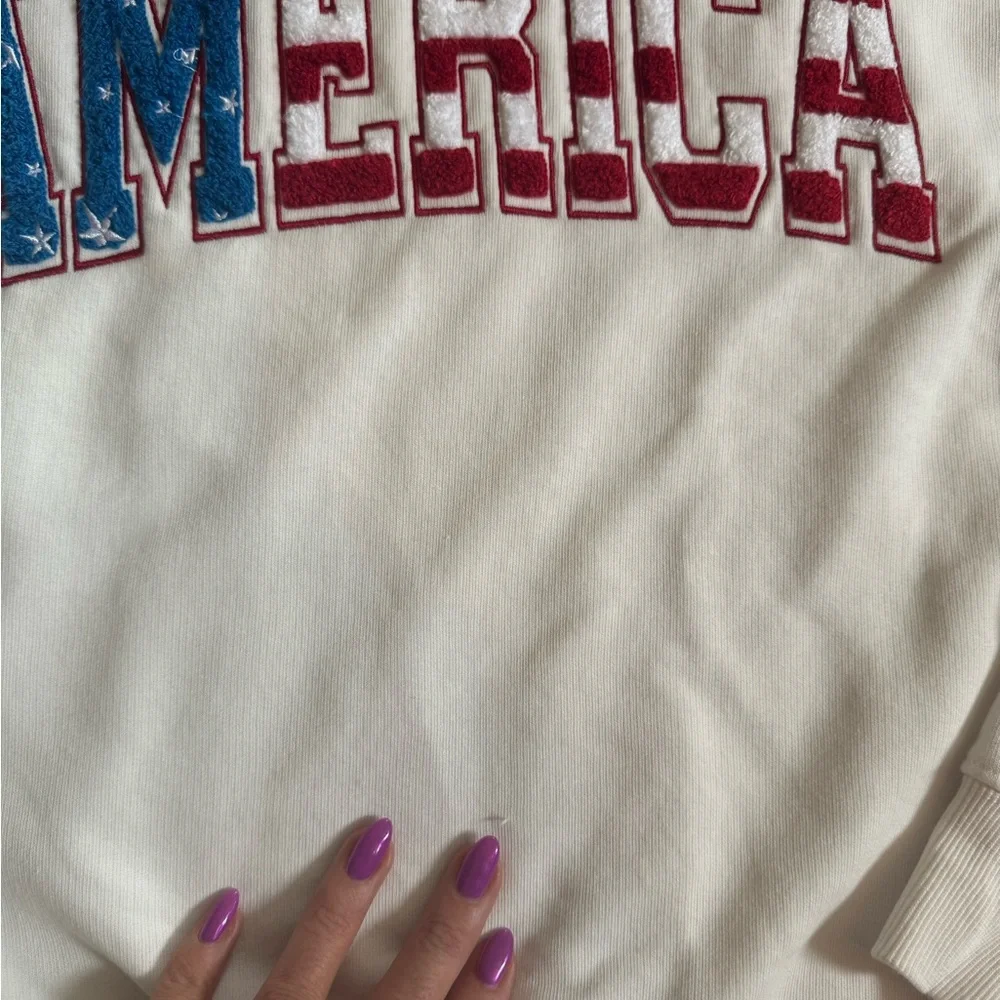 🇺🇸 Thread & Supply America Terry Letter Sweatshirt - Sz S - 4th of July Festive - Picture 4 of 4